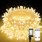 suddus Indoor String Lights with Remote, Warm White Christmas Lights Plug in with Timer, 33ft 100 LED Twinkle Fairy Lights for Bedroom Dorm Xmas Tree Wreath Wedding Garden Party Outdoor Decorations