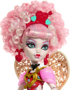 Monster High Scary Sweet Birthday Doll, Cupid Asteria in Pink and Red Party Dress with Themed Accessories Like Invite, Balloon, Gift and More