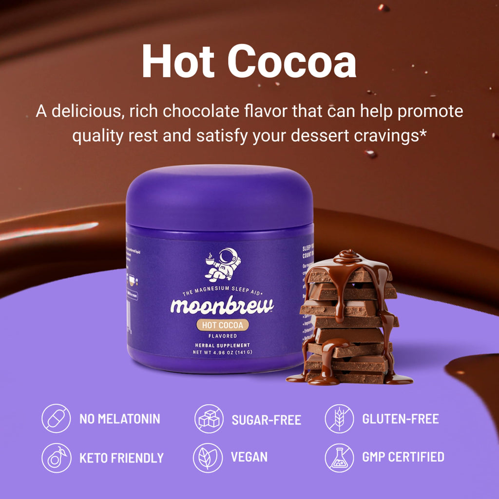 MoonBrew Nighttime Magnesium Hot Cocoa, Natural Sleep Aid Drink Mix for Adults, 2-Pack - Calming Melatonin-Free Sleep Support - Sleepy Hot Chocolate Powder with L-Theanine & Zinc Glycinate