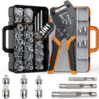Preciva 3-Size Grommet Tool Kit - 1/2" 1/4" 3/8" Hole Punch & Eyelet Setting Tool with 300Pcs Grommets | Handheld Eyelet Plier for Tarps, Tents, Canvas, Vinyl & Leather Crafting
