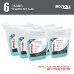 WypAll PowerClean ProScrub Heavy Duty Wet Towels, 6 x 75 Sheets (91367)