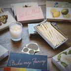4" White Matches + 2 Boxes of HomArt Drawn Trees Designer Matchboxes + Extra Striker Stickers Included | 100 Classic White Tip Safety Matches with Decorative Matchboxes | Gifts by Thankful Greetings
