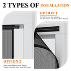 MAGZO Hanging Screen Door Curtain, Fits Door Size 32" x 80" (Mesh Size 34'' x 81''), Durable Fiberglass with Tension Rod and Hook&Loop (One Piece Can be Installed in 2 Ways), Weighted Bottom, Grey