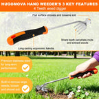 2026 Weed Puller Tool, 4 Pack New Garden Stainless Steel Weeder Tool Hand Weeder Tool,Multi-Purpose Weed Remover Tool Weeding Tools for Gardening