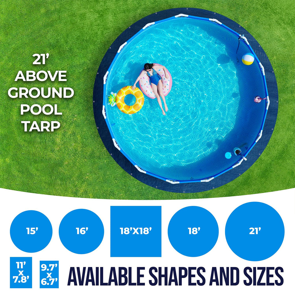 21 Ft Round Pool Liner Pad - Mat Tarp for Under Pool, Above Ground Pool Mat, Pool Ground Cloth, Pool Bottom Pad, Waterproof PE Tarp, Puncture Protection & Extend Liner Life (Round)
