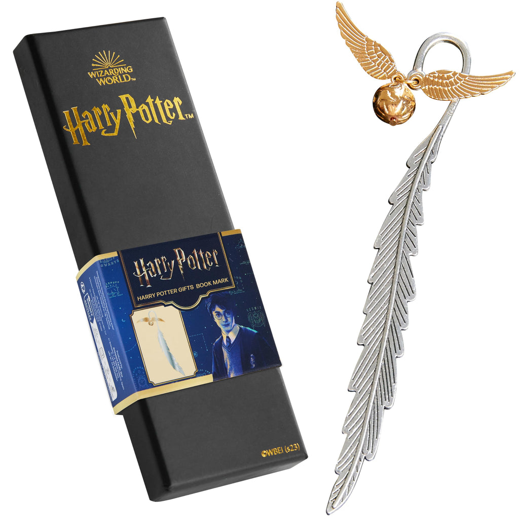Harry Potter Metal Bookmark with Hanging Charm Golden Snitch Hogwarts Reading Gifts Christmas Stocking Stuffers Book Lovers Gift Box