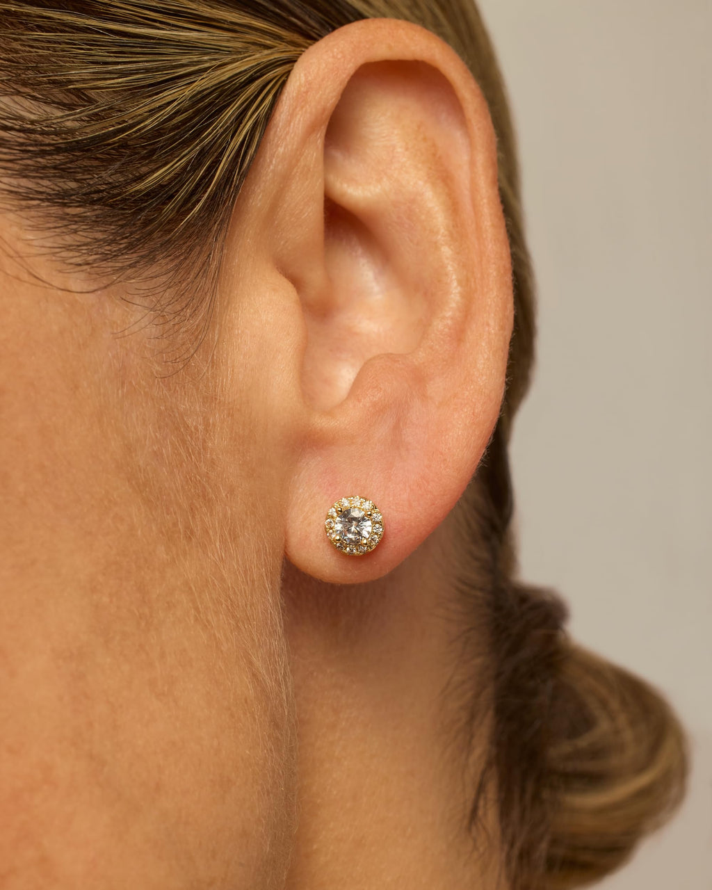 PAVOI 925 Sterling Silver Stud Earrings, White Gold, Size 7.5 Millimeters