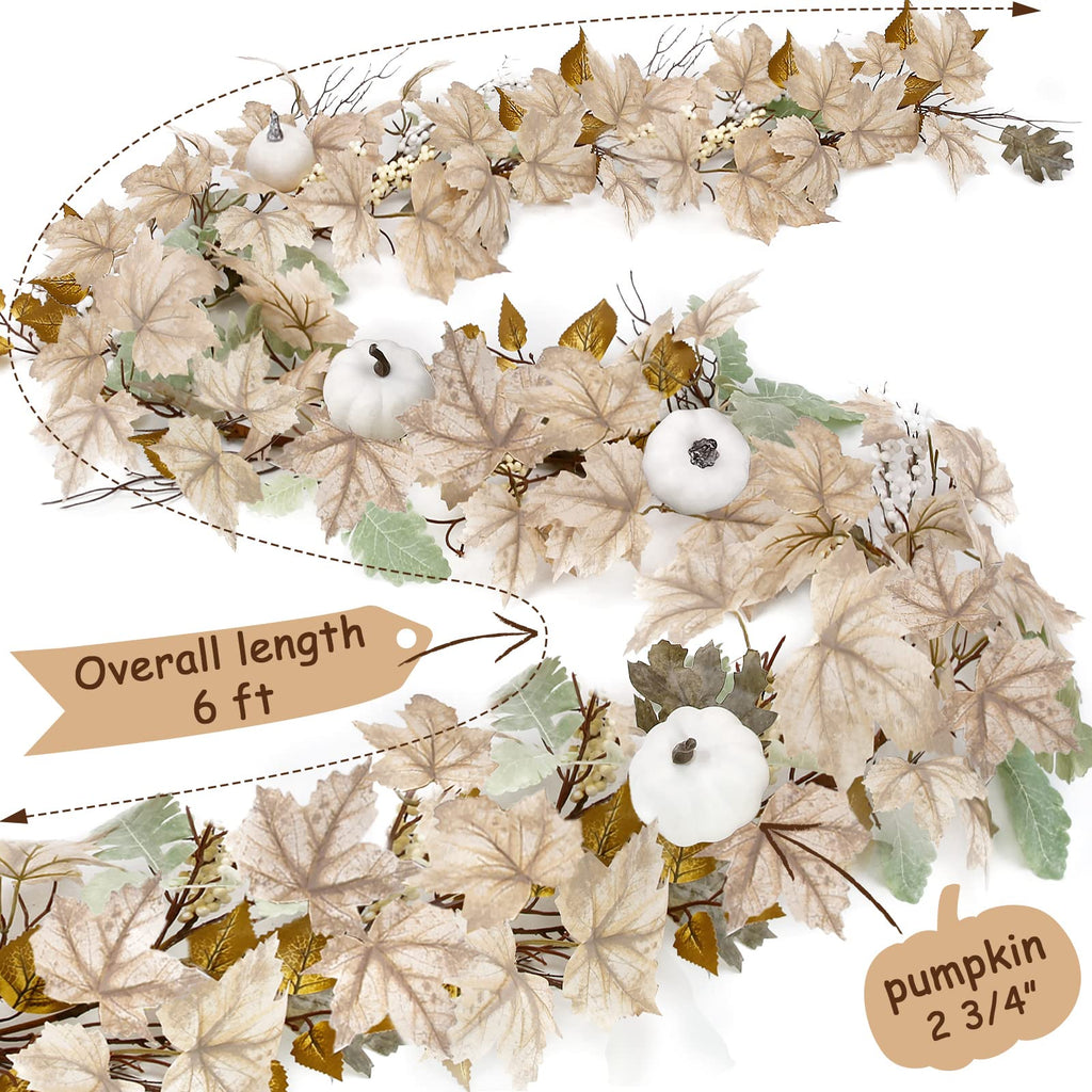 Fall Decorations for Home - 6Ft Autumn Maples Leaf Pumpkin Berry Garland