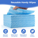 Peachicha Reusable Cleaning Cloths Handi Wipes Reusable Cloths Disposabel Dish Towels Dry Handy Wipes Big Durable Absoebent and Dry Quickly 100 Count, Blue
