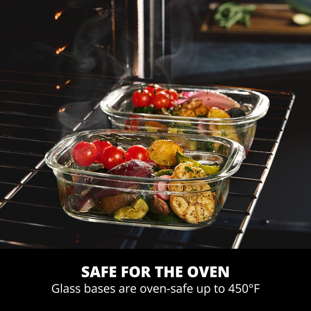 Rubbermaid Brilliance Glass Food Storage Containers, 3.2 Cup, Set of 4, BPA-Free, Leak-Proof, Clear