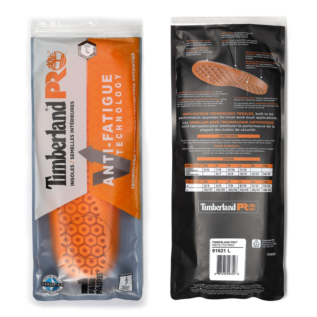 Timberland PRO Mens Anti Fatigue Technology Insole-m Shoe Insoles, Orange, 5-6 M US