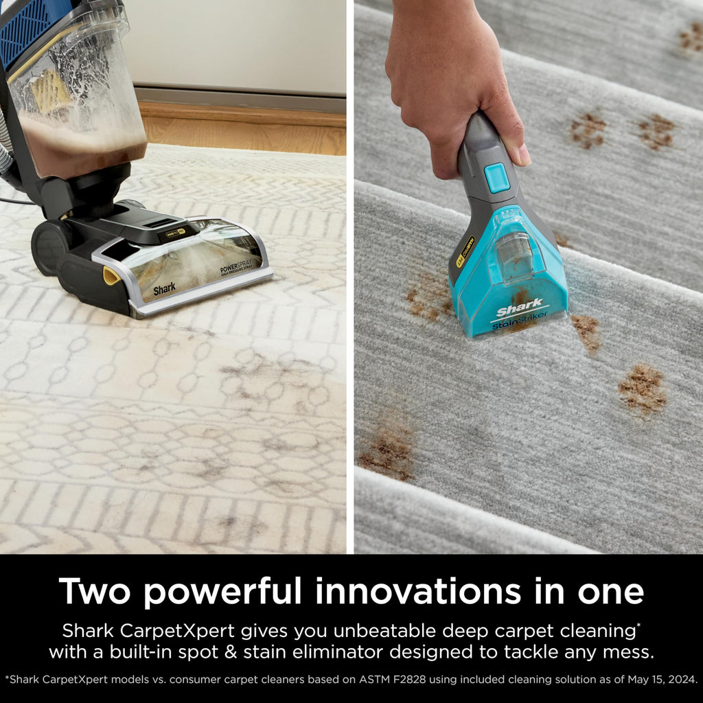 Shark CarpetXpert HairPro | Upright Carpet, Area Rug & Upholstery Cleaner | StainStriker Handheld Tough Stain Remover & Onboard Self Clean | Pet Hair Pickup & Odor Removal | 5 Tools | Navy | EX304