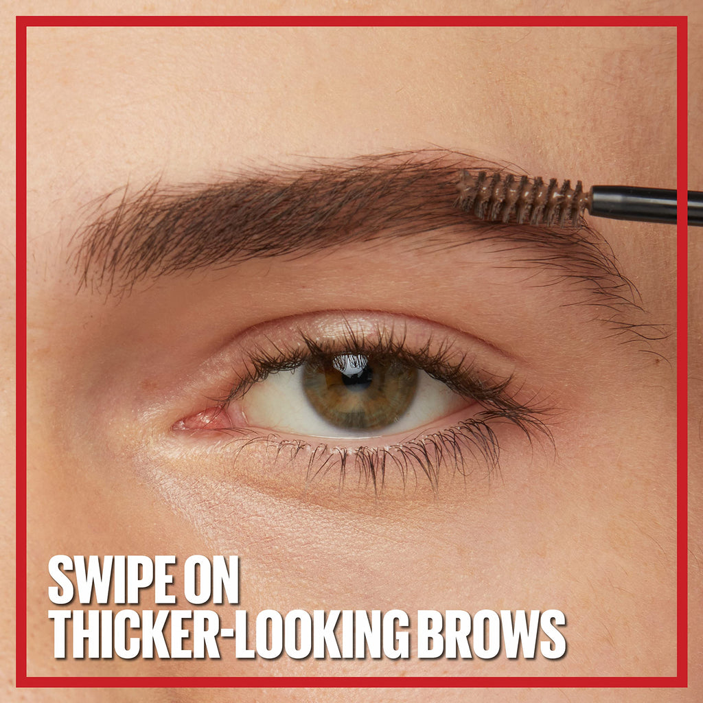 Maybelline Tattoo Studio Brow Styling Gel, Waterproof Eyebrow Make Up, Brow Tint for Up to 36HR Wear, Medium Brown, 1 Count