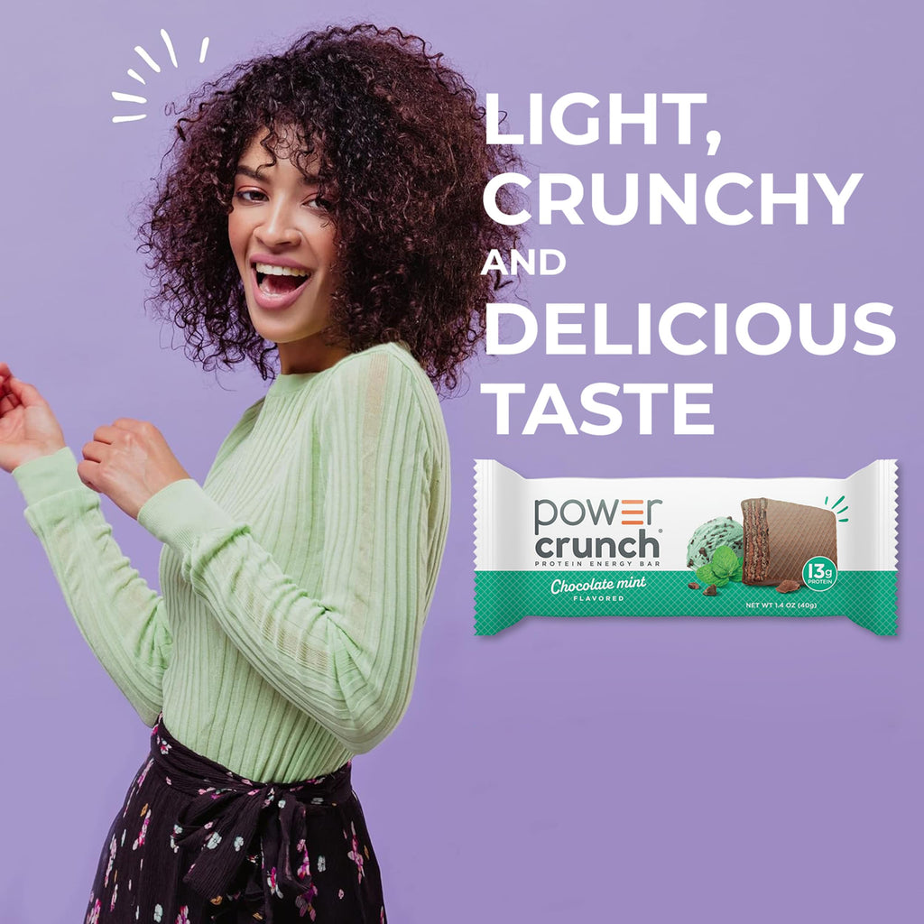 Power Crunch Protein Energy Wafer Bars, Chocolate Mint, 1.4 Ounce (12 Count)