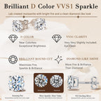 Impalsory 1CT Moissanite Stud Earrings for Women and Men, 6.5mm, 4 Prong