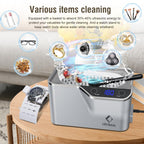 LifeBasis Ultrasonic Cleaner, Professional 45kHz Ultrasonic Jewelry Cleaner 20 Ounces (600ML) with Digital Timer, Watch Holder Ultrasonic Glasses Cleaner for Rings, Coins, Watches, Dentures, Silver