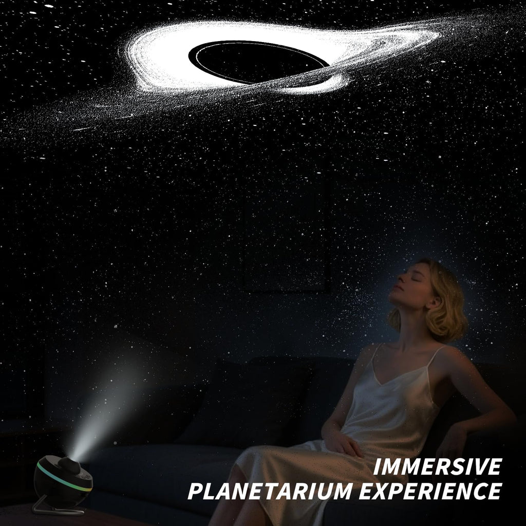 Ainael Galaxy Projector, Star Projector Home Planetarium with 1 Glass Projection Disc, 180° Rotatable Starry Sky Night Light with Meteor Effects & Light Strip for Bedroom, Kids & Adults Gift