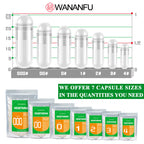 wananfu Size 2 Empty Capsules Vegetarian (1000 Count) Bundle with 2 Micro Lab Spoons, Clear Fillable Veggie Pill Capsules Size 2 for Making Your Own Supplements