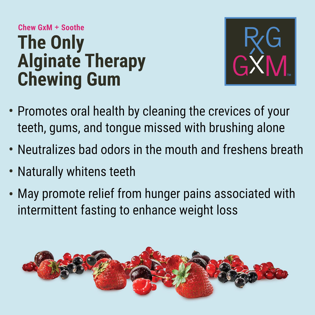 REFLUX GOURMET Berry Soothe Gum Alginate Therapy Sodium Bicarbonate Gum for Acid Reflux, Oral, Cognitive, and Digestive Support, Natural with Ginger, Celeriac and Aloe, Sugar Free, Gluten Free, Vegan