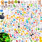 300 Pcs Mini Resin Animals Figurines, Mixed Tiny Resin Figures Bulk for Easter Egg Fillers Stuffers Fairy Garden Accessories Miniature Dollhouse Decorations DIY Slime Charms for Crafts Party Favors