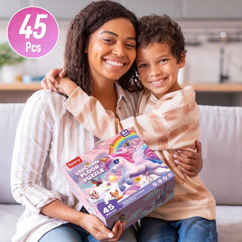 SYNARRY Unicorn Floor Puzzle for Kids Ages 4-6, Large 45-Piece