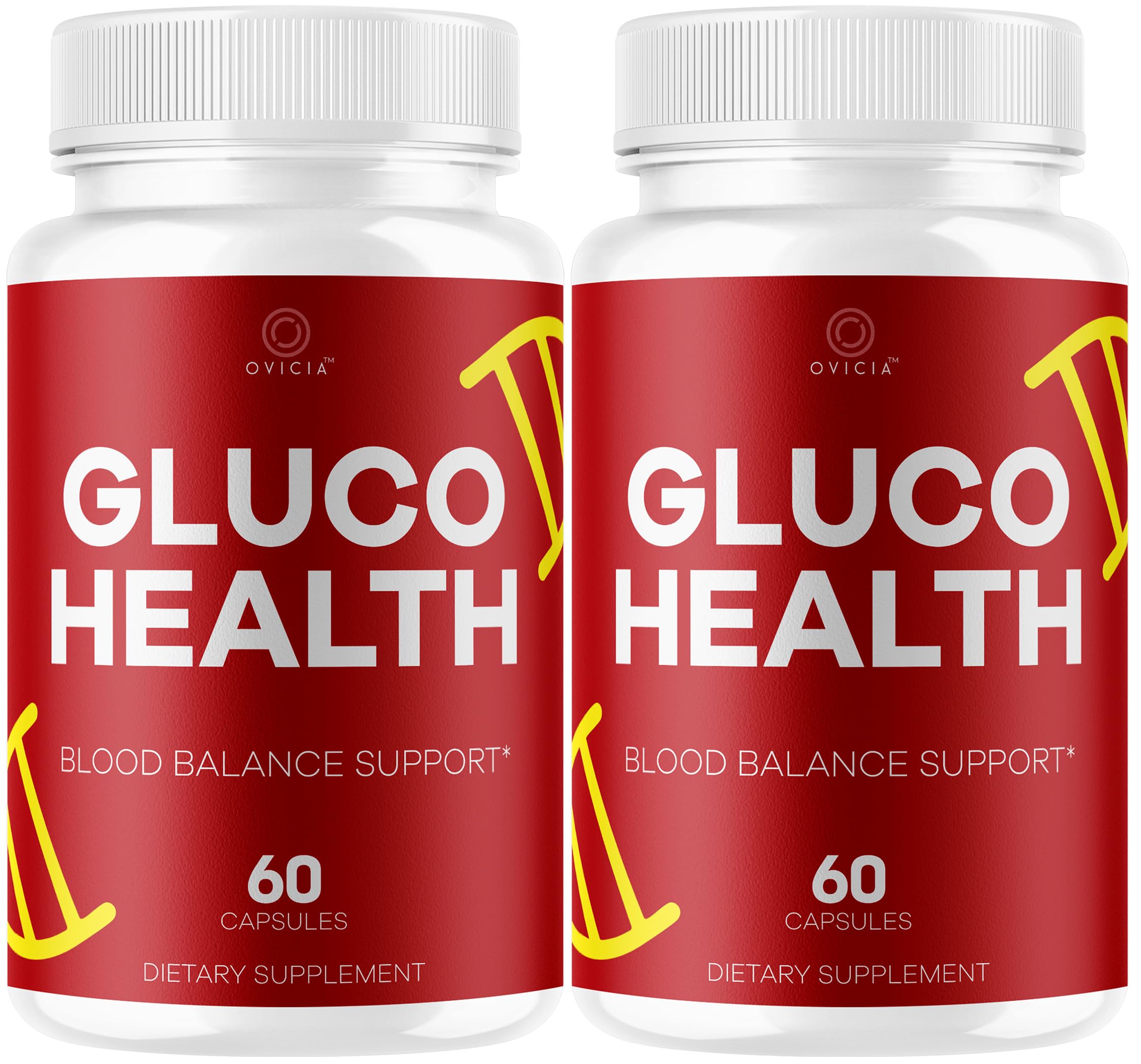 (2 Pack) Gluco Health Capsules - GlucoHealth Support Pills Premium Plus All Natural Ingredients Advanced GlucoHealth Formula Maximum Strength for Overall Health & Wellness, 120 Capsules for 2 Months