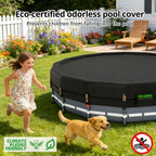 QH.HOME 550D 22ft Pool Cover Round[Upgraded Tear Resistant & Quadruple Windproof] wth Pre-Installed Patented Winch and Rope, Pool Covers for Above Ground Pools-Snug Fit & Waterproof Protection