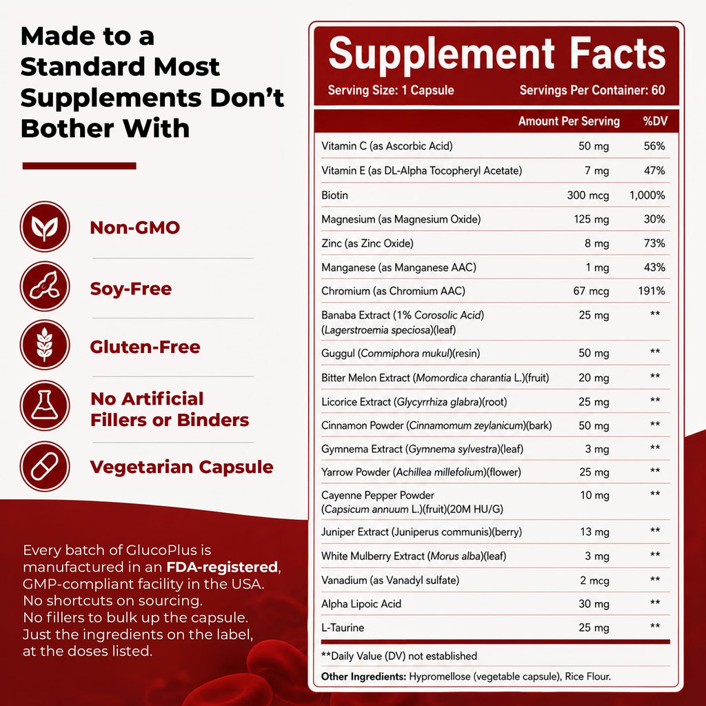 Truthentics GlucoPlus Metabolic Support, Cinnamon, Chromium, Gymnema, 60ct