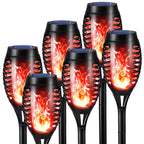Toodour Solar Torch Flame Lights, 6 Pack Solar Lights Outdoor with Flickering Flame, Waterproof Patio Light Landscape Decoration Lighting for Garden, Lawn, Yard, Outdoor Decor - Red