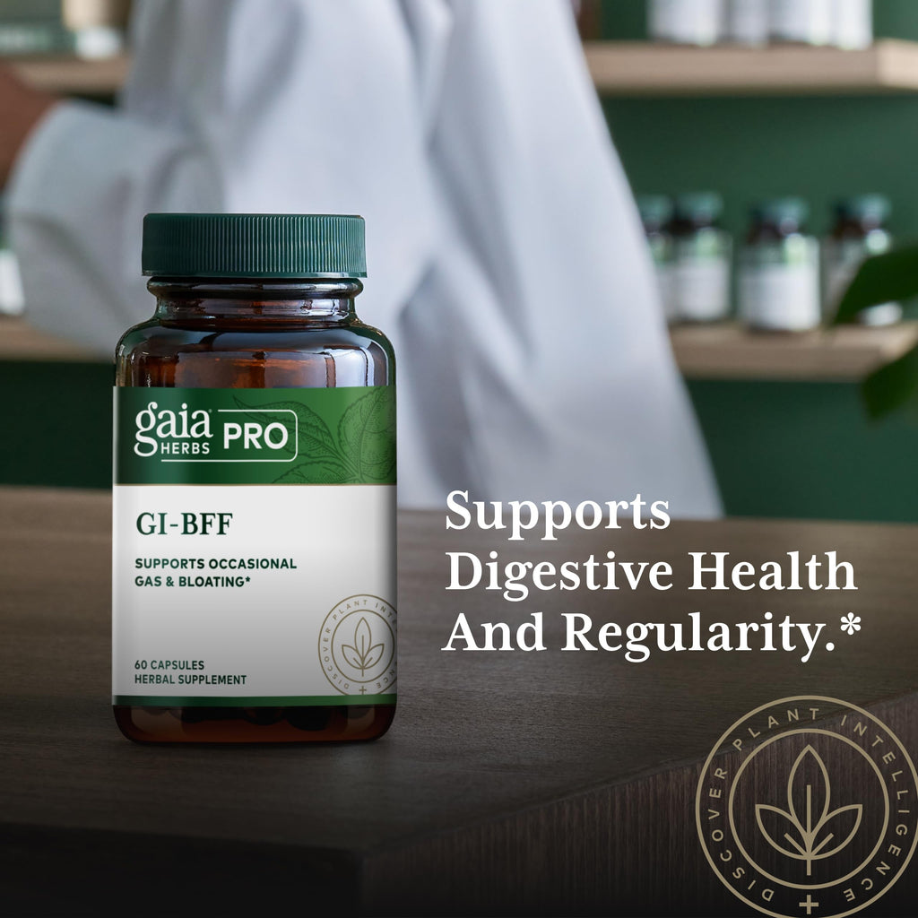 GAIA HERBS PRO GI-BFF Digestive Health Support Supplement - GI Health Supplement with Organic Fennel & Cinnamon Bark - Benegut for Occasional Gas & Bloating* - 60 Capsules (60 Servings)