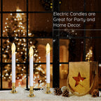 TUDAK Electric Christmas Window Candle Lamp - 6-Pack | Brass-Plated Base with LED Bulbs | Dusk-to-Dawn Auto Sensor | Turns On in Dark, Off in Light | Ready to Use!