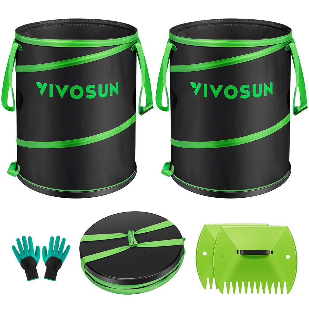 VIVOSUN 2-Pack 47-Gallon Collapsible Garden Bag, Yard Waste Containers