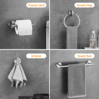 Hinmood Towel Bar Set Brushed Nickel, Bathroom Towel Ring Set 5pcs Including 2pcs 16'' Tower Bar, Towel Ring and 2 PCS Towel Hooks