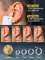 PROSTEEL Silver Mens Hoop Earrings Stainless Steel Huggies