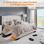 Large Furniture Sliders for Carpet & Hardwood Floors, 8 PCS 9-1/2" x 5-3/4" Oval Reusable Heavy Duty Furniture Movers Sliders, Easily and Safely Move Any Item, Beige