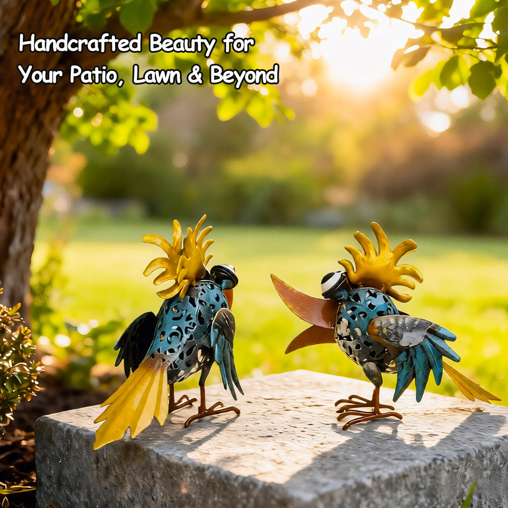Metal Bird Outdoor Decor - 6.5inch Outdoor Metal Art Yard Art Garden Statue