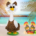 JcHrmers Summer Leopard Goose Outfit Hawaiian Porch Goose Outfits Bikini Lawn Goose Clothes Fits 23" Cement Plastic Goose Statue for Summer Outdoor Garden Yard Patio Art Decor