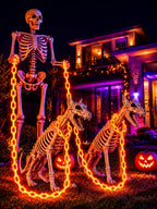 Battery Halloween Chain Lights, 10 FT 160 LED Orange Light-Up Plastic Timer