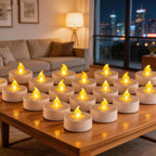 Battery Operated Led Tea Lights Candles:50 Pack Flameless Electric Fake Candle, Realistic and Bright Flickering Votive Tealights, Long Lasting 200+Hours,for Wedding,Party,Home Decoration (Warm Yellow)