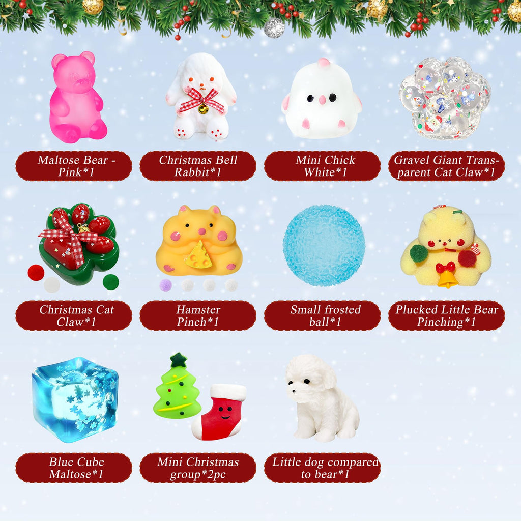 Squishy Advent Calendar 2026, Fidget Christmas Countdown Calendar, 24 Days of Surprises Squishy Toys Box, Xmas Toys for Sock Stuffing & Christmas Gift