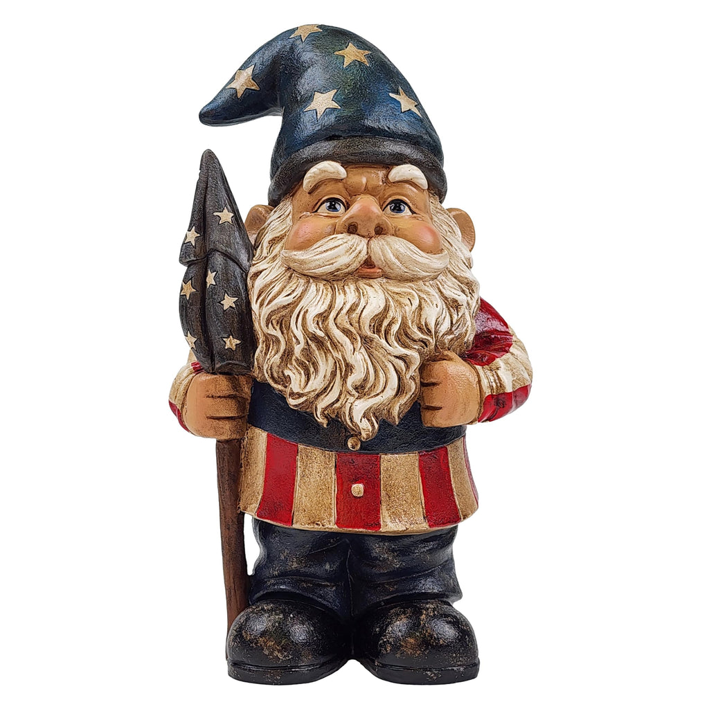 Better Office Products Garden Gnome Statue, 12" Height, Handcrafted Waterproof, UV-Resistant Polyresin Lawn Patio Porch Ornament Decoration (Yankee Doodle Patriot)