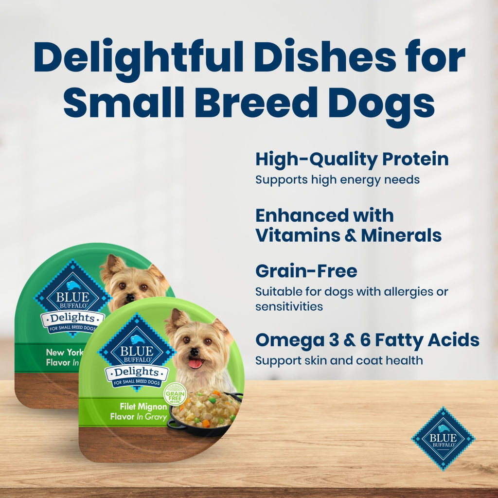 Blue Buffalo Delights Variety Pack Small Breed Wet Dog Food, 3.5 oz, 12 ct