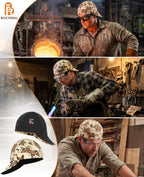 BOCOMAL 2 Pack Welding Cap Plaid Style CAT2 NFPA2112 Flame Resistant 7OZ Midweight Welder Hats 7 3/4