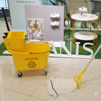 Midoneat Commercial Mop Bucket with Side Press Wringer on Wheels, Including One Commercial Mop, 35 Quart, Yellow