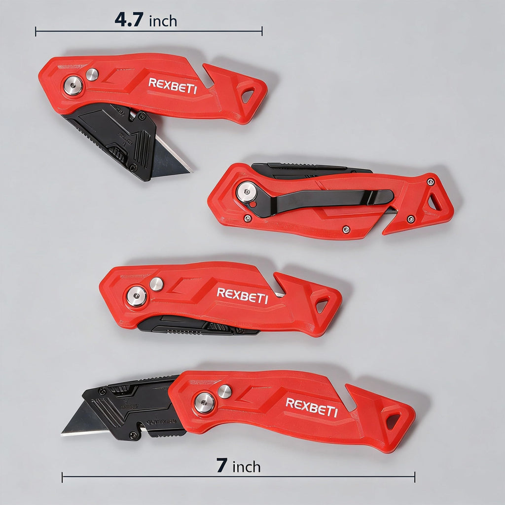 REXBETI 12-Pack Folding Pocket Utility Knife, SK2 Box Cutter, 32 Blades