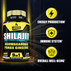 9in1 Shilajit Pure Himalayan Organic with Ashwagandha Root, Panax Ginseng, L-Arginine, Chaga & More - 210 Capsules - Shilajit Supplement for Immunity, Energy Production, Stamina & Comfortable Mood