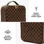 WIRIBEY Checkered Makeup Bag, Portable Makeup Bag with Adjustable Partition, Cosmetic Bags for Women Toiletry Travel Organizer Portable Make Up Bags for Christmas Birthday Gifts