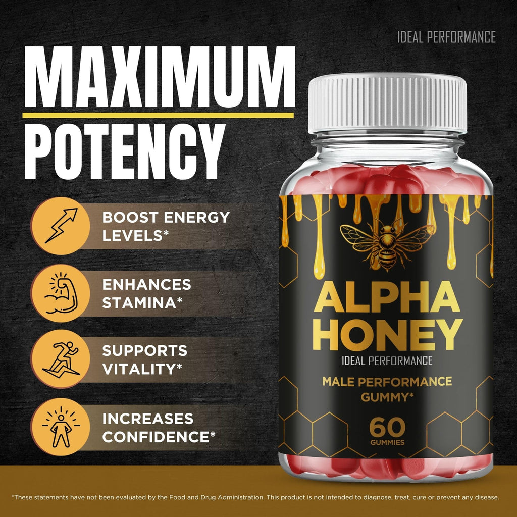 Alpha Honey Gummies, Official AlphaHoney Supplement Gummy - Maximum Strength, All Natural Formula for Energy, Stamina & Performance, Advanced Formula AlphaHoney Health Support Reviews (3 Pack)