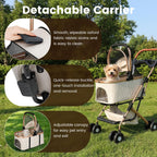 Gereat Dog Stroller for Small & Medium Dogs & Cats, Foldable Pet Stroller Wagon Carries Up to 44 lbs, Dog Wagon with Storage Basket and Cup Holders, Plus a Removable Portable Pet Carrier