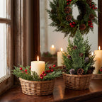 lovemoon 70Pcs Christmas Artificial Pine Stems with Red Berries, Faux Cedar Branches, Fake Christmas Greenery Pine Picks with Berries Stems for DIY Crafts, Garland Wreath & Home Xmas Decor (70)